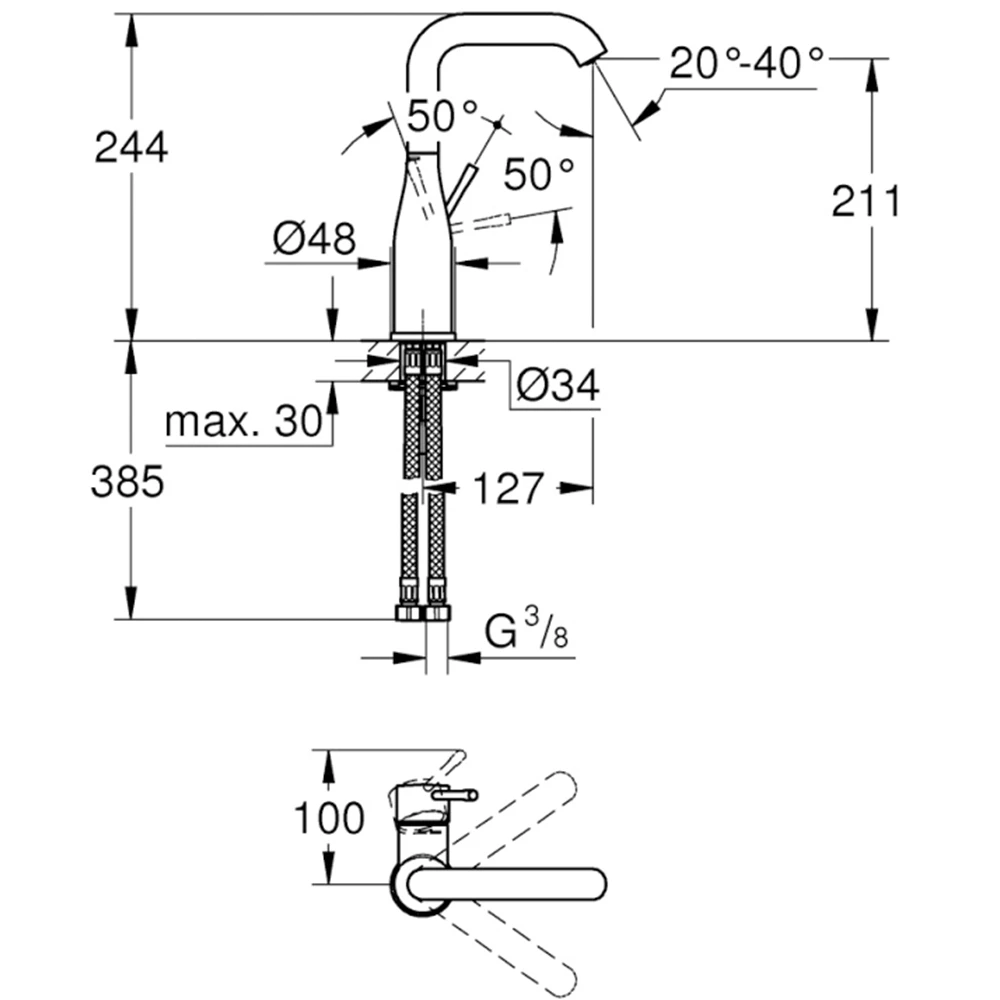 Grohe Essence New Tek Kumandalı Lavabo Bataryası - 23541001 2