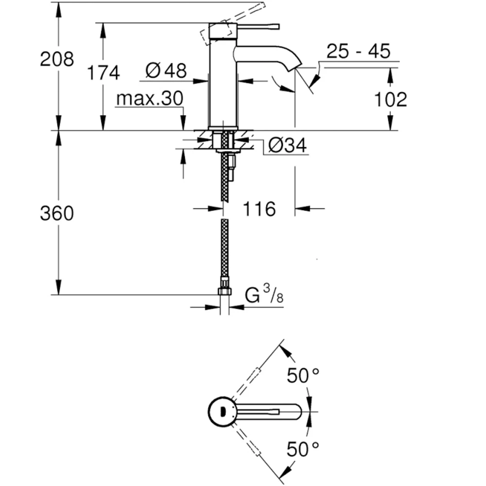 Grohe Essence New Tek Kumandalı Lavabo Bataryası - 23590A01 2