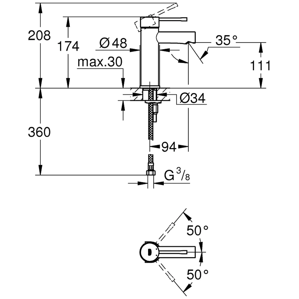 Grohe Essence New Tek Kumandalı Lavabo Bataryası - 34813001 2