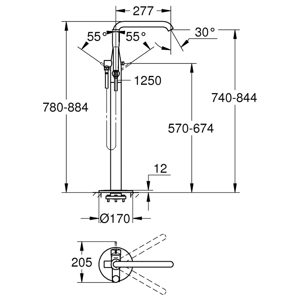 Grohe Essence New Yerden Nikel Küvet Bataryası - 25248A01 2