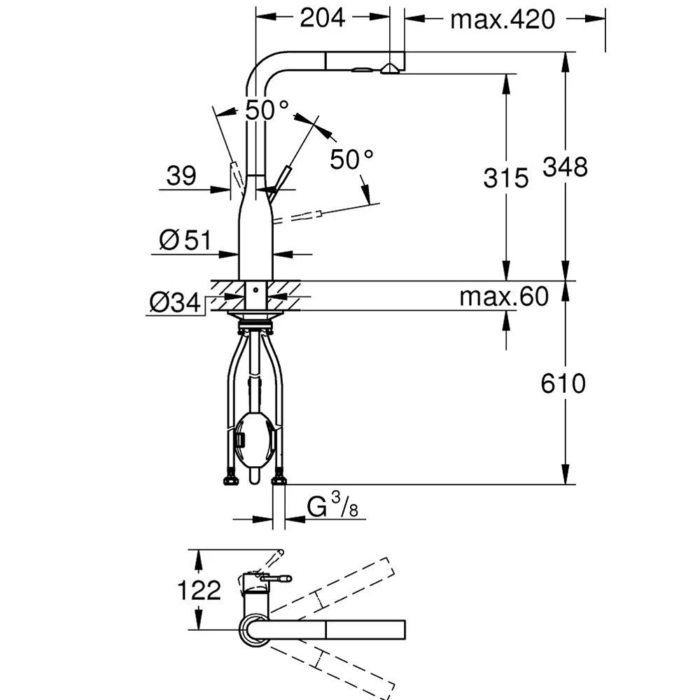 Grohe Essence Tek Kumandalı Altın Eviye Bataryası - 30504GL0 2