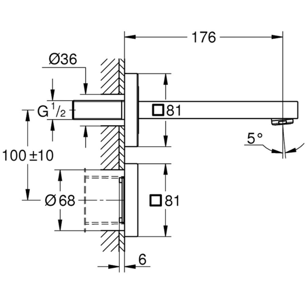 Grohe Eurocube E Tek Su Girişli Ankastre Fotoselli Lavabo Bataryası - 36442000 2