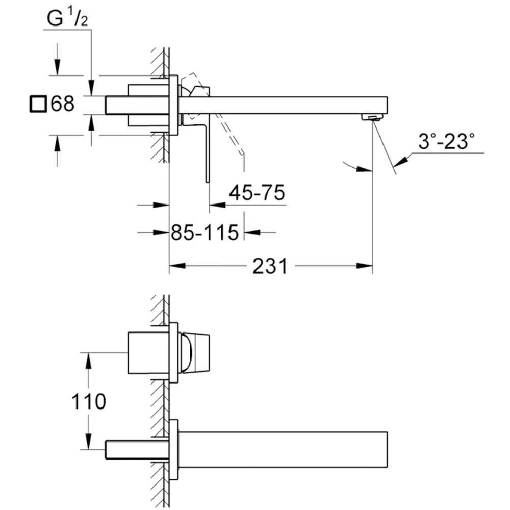 Grohe Eurocube İki Delikli Ankastre Lavabo Bataryası - 23447000 2