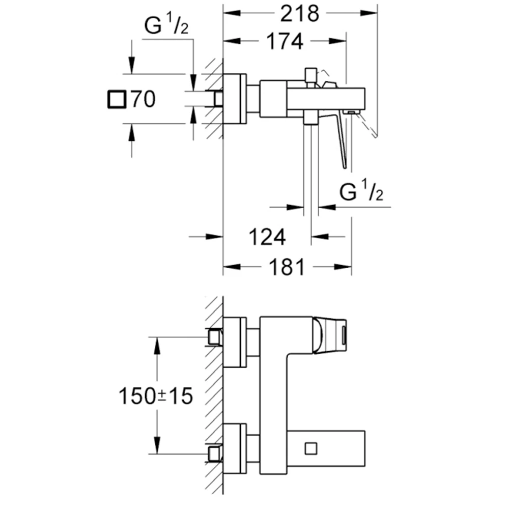 Grohe Eurocube Tek Kumandalı Banyo Bataryası - 23140000 2