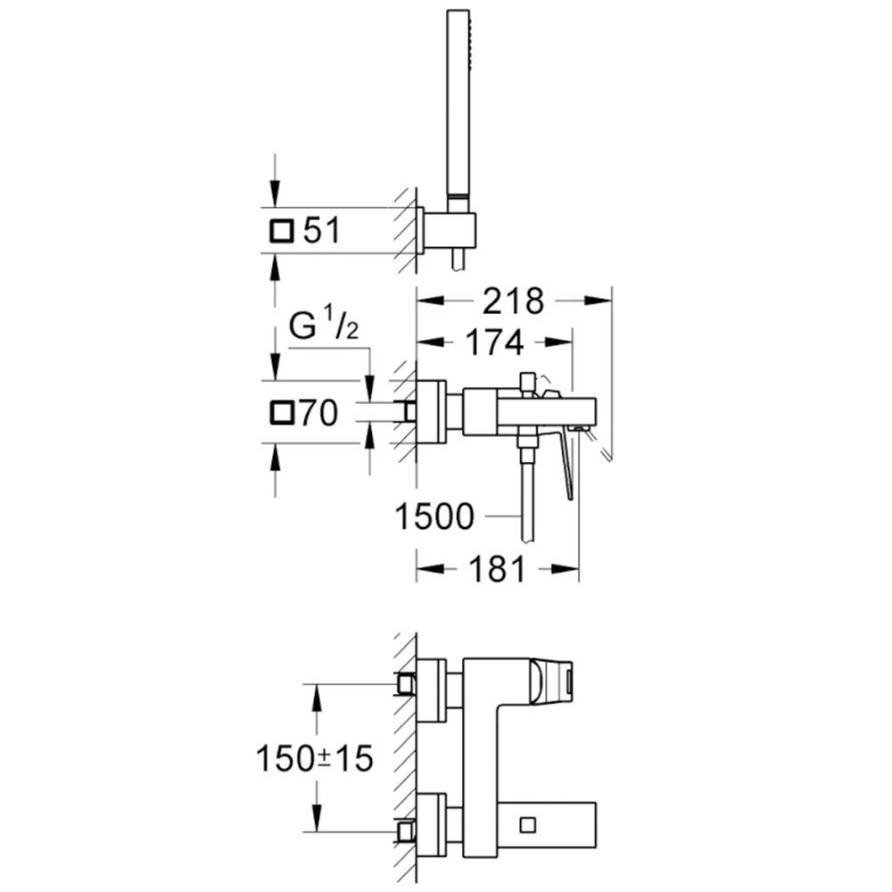 Grohe Eurocube Tek Kumandalı Beyaz Banyo Bataryası - 23141000 2