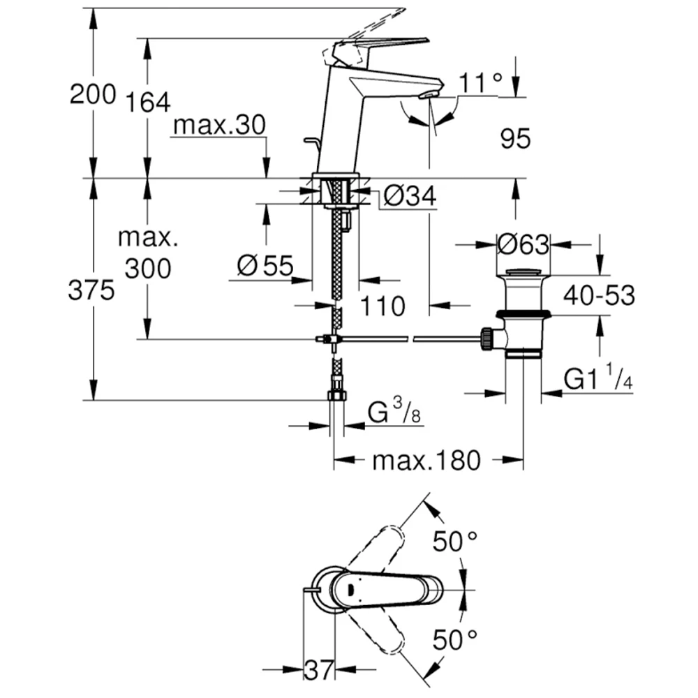 Grohe Eurodisc Cosmopolitan Tek Kumandalı Lavabo Bataryası - 23049002 2