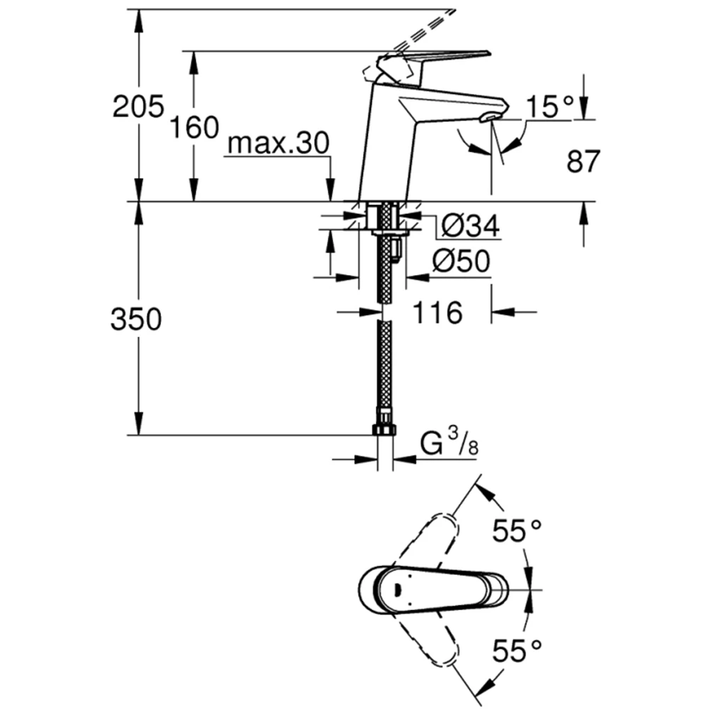 Grohe Eurodisc Cosmopolitan Tek Kumandalı Lavabo Bataryası - 3246920E 2