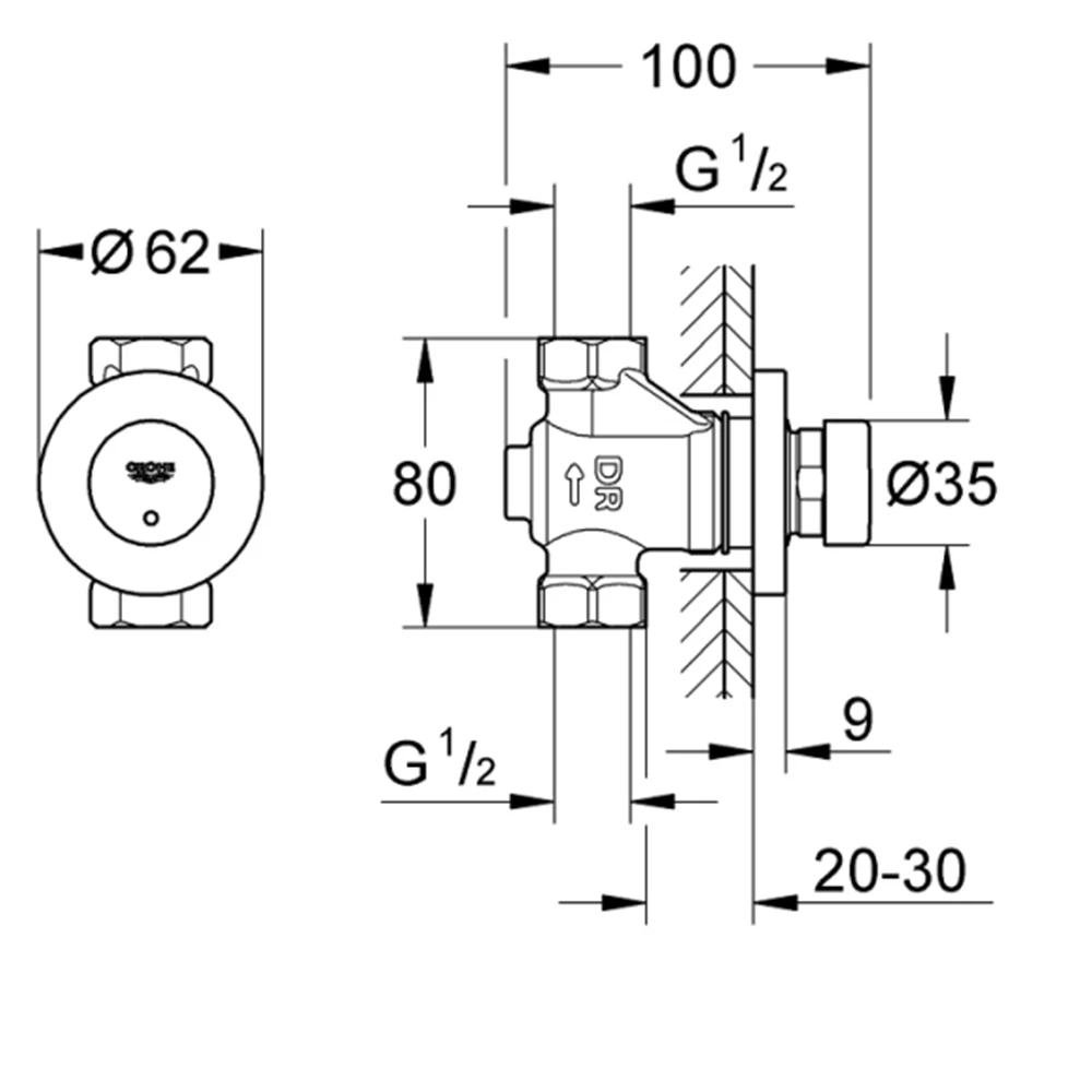 Grohe Euroeco Cosmopolitan T Zaman Ayarlı Duş Valfi - 36268000 2