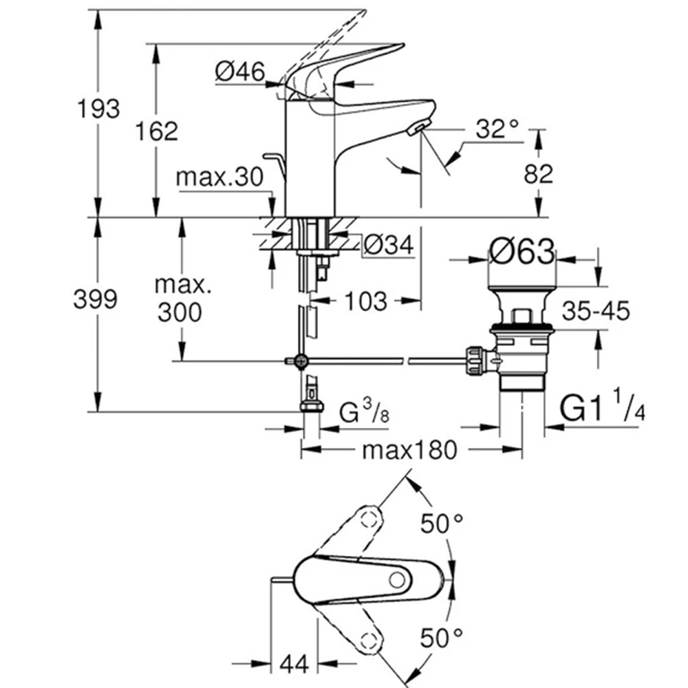 Grohe Euroeco Tek Kumandalı Lavabo Bataryası - 23262001 2