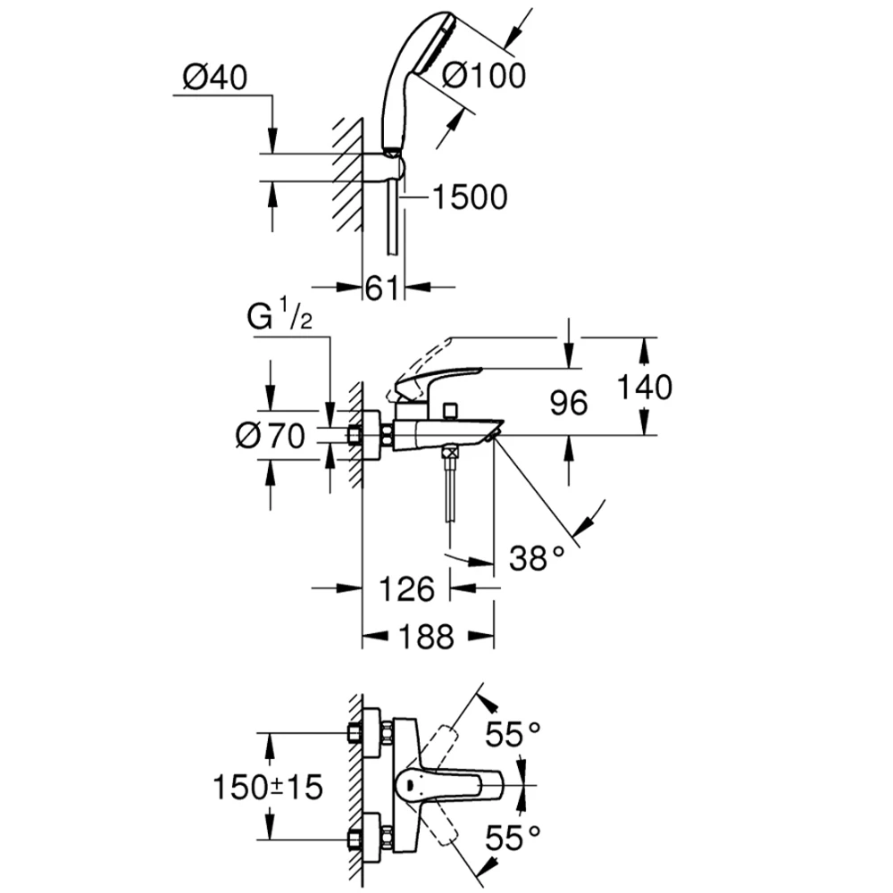 Grohe Eurodisc Cosmopolitan Tek Kumandalı Banyo Bataryası - 33395002 2