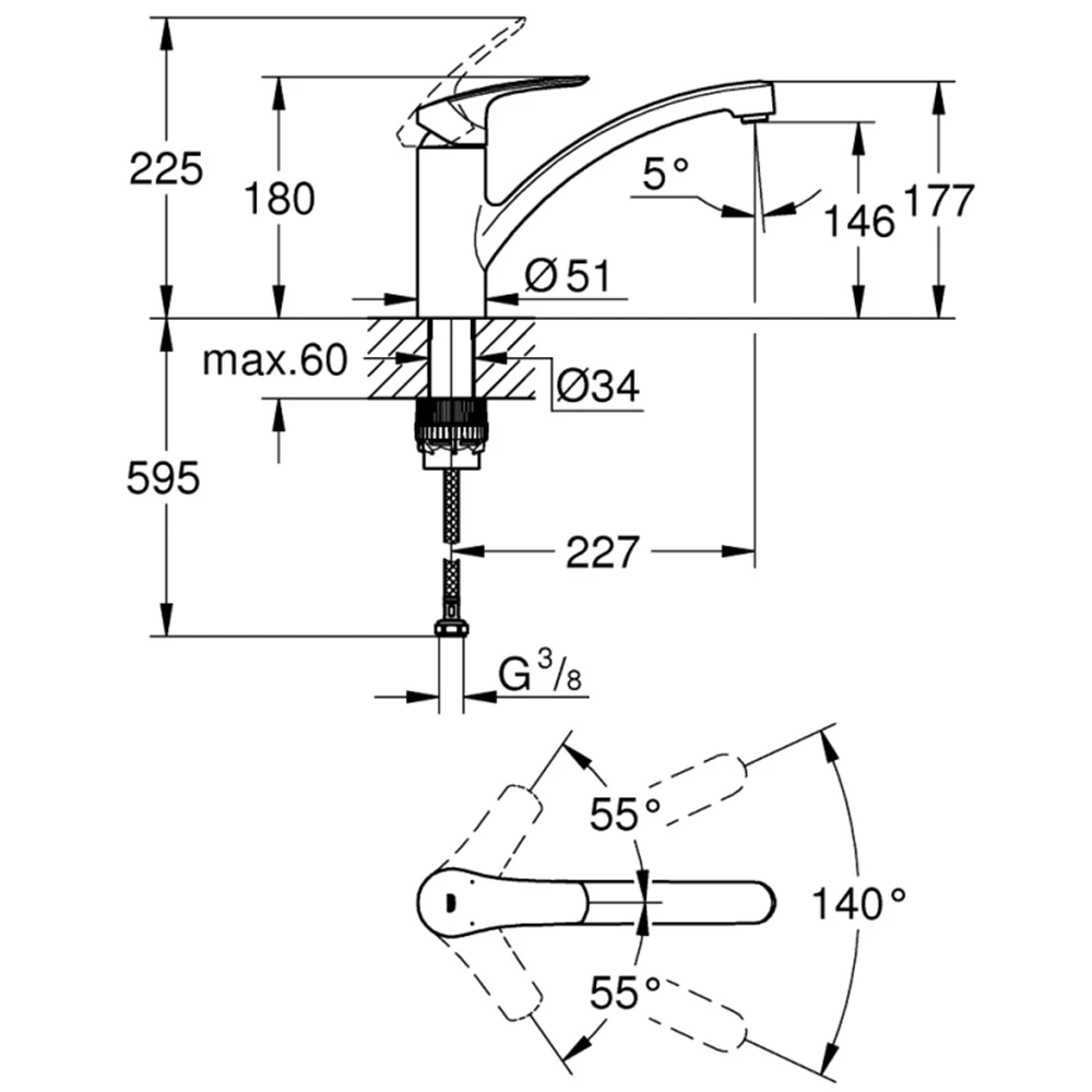 Grohe Eurosmart 2021 Tek Kumandalı Eviye Bataryası - 33281003 2