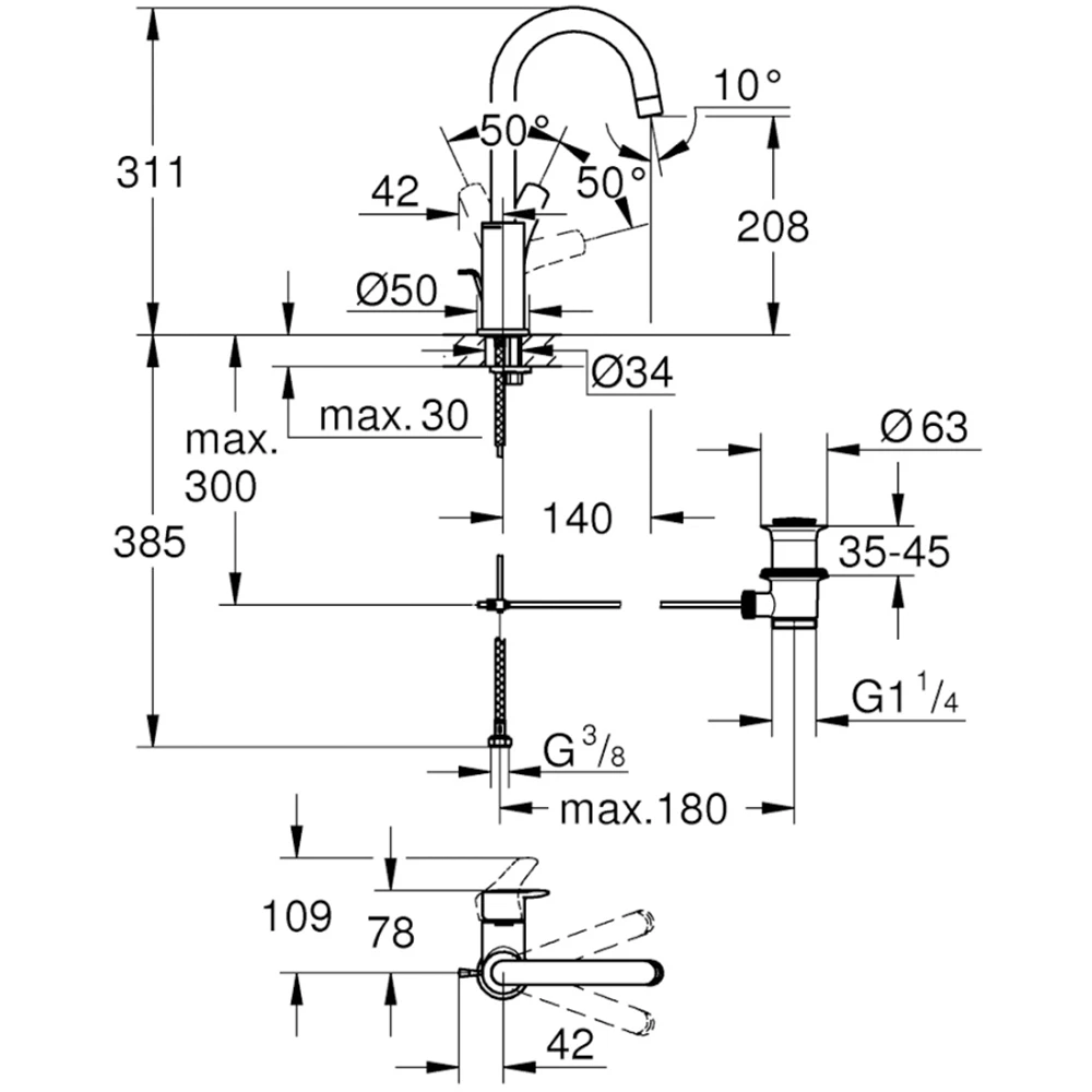 Grohe Eurosmart 2021 Tek Kumandalı Lavabo Bataryası - 23537003 2