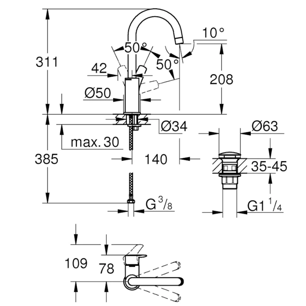 Grohe Eurosmart 2021 Tek Kumandalı Lavabo Bataryası - 23970003 2