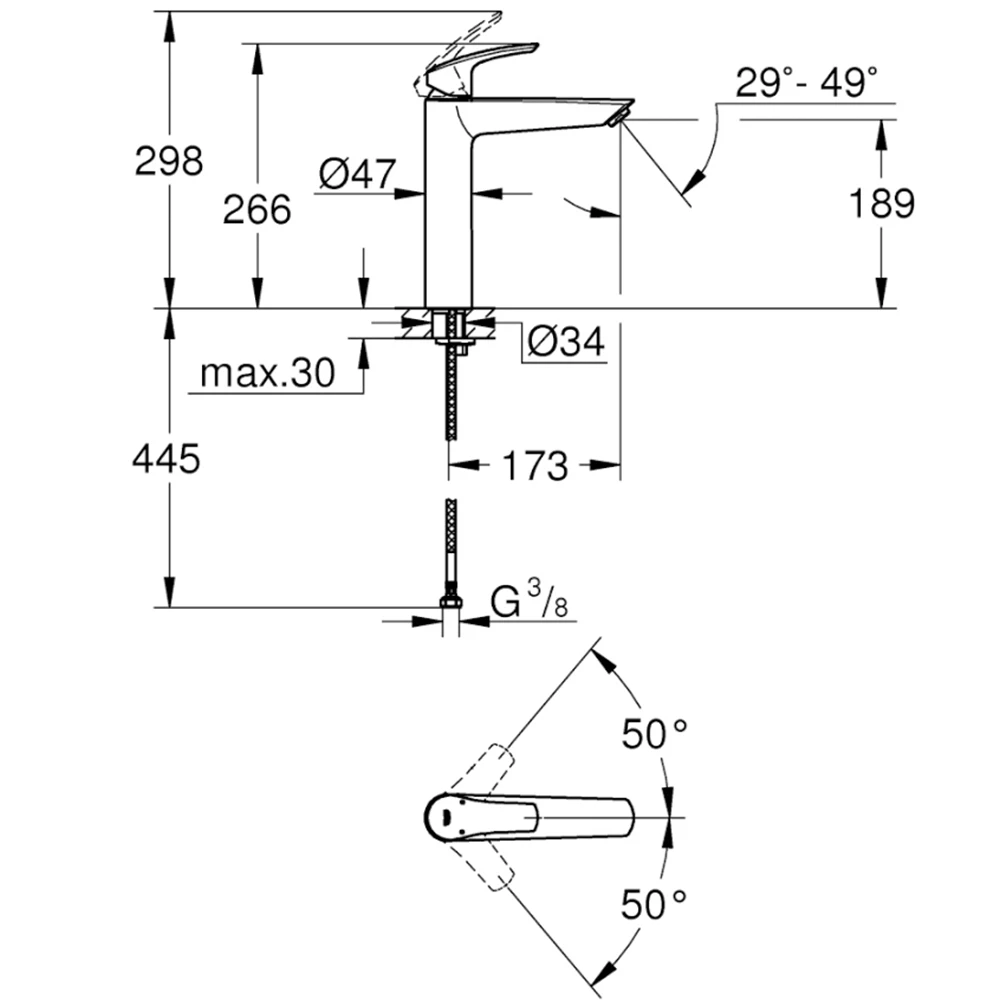 Grohe Eurosmart 2021 Tek Kumandalı Lavabo Bataryası - 23971003 2
