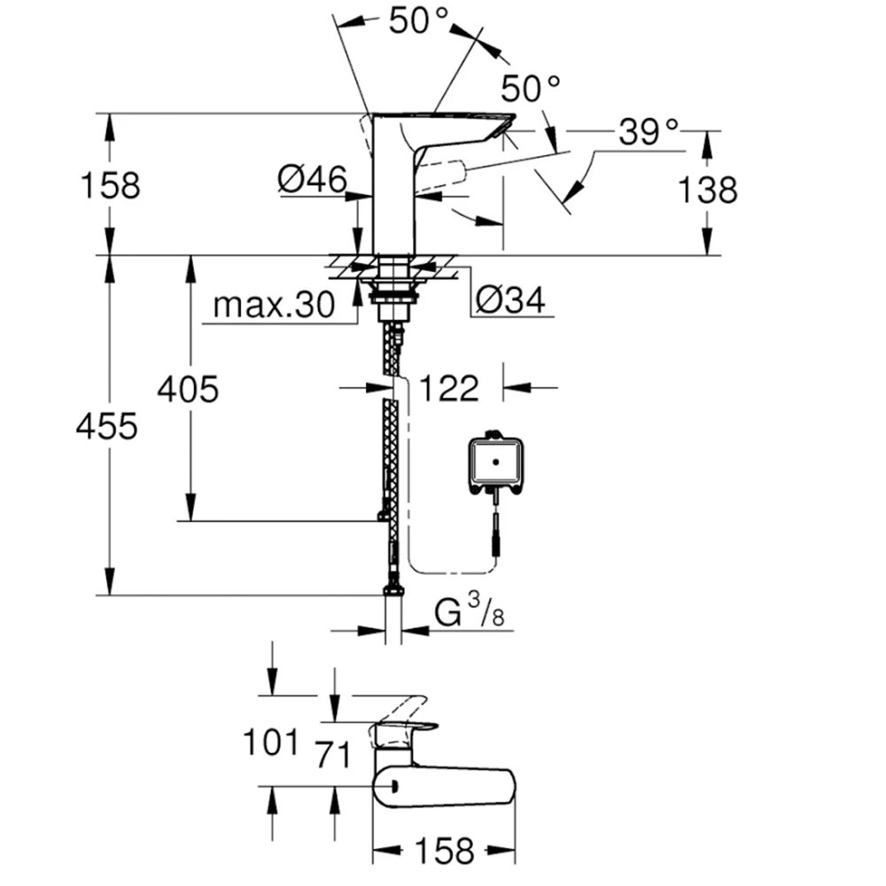 Grohe Eurosmart 2021 Tek Kumandalı Lavabo Bataryası - 23975003 2