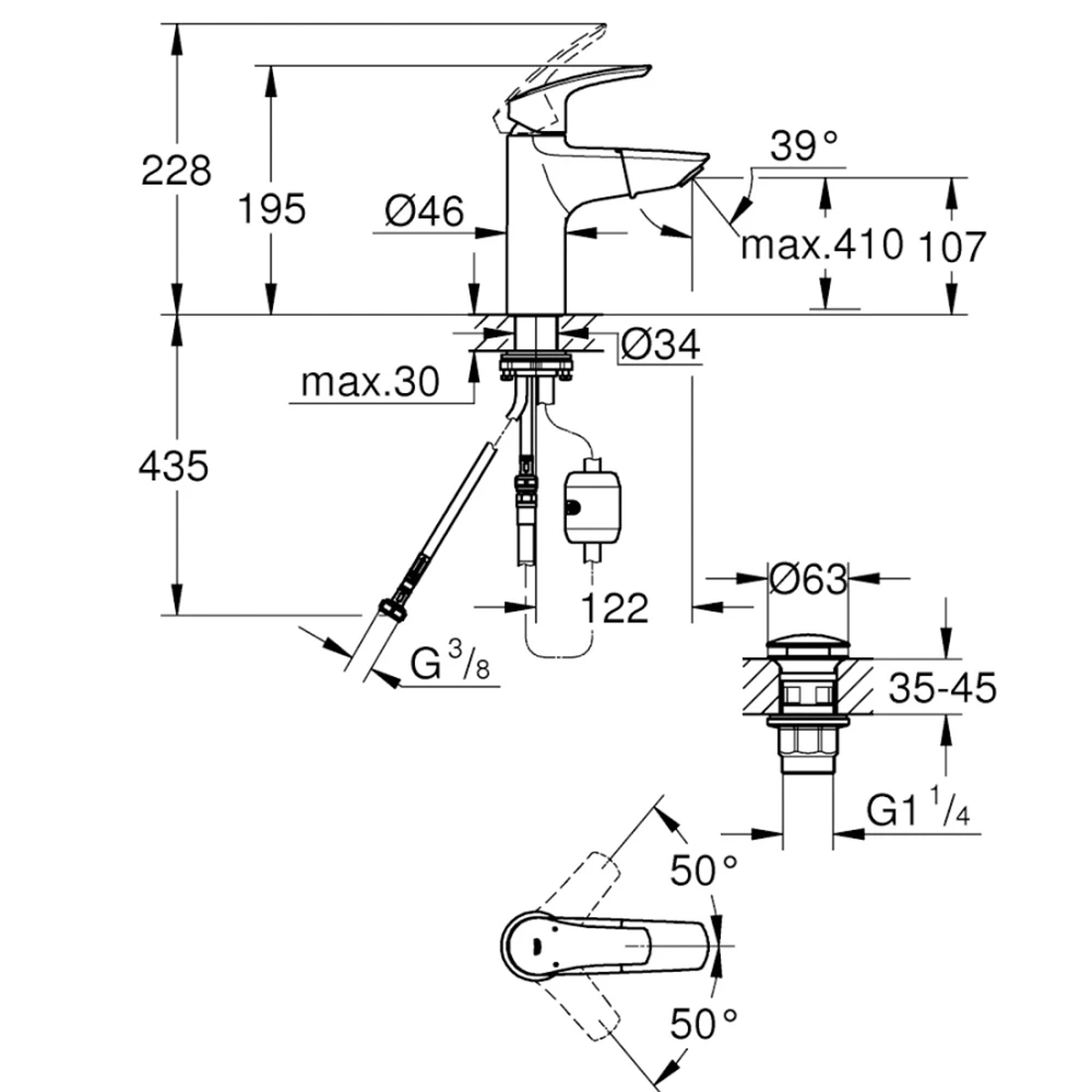GRohe Eurosmart 2021 Tek Kumandalı Lavabo Bataryası - 23976003 2