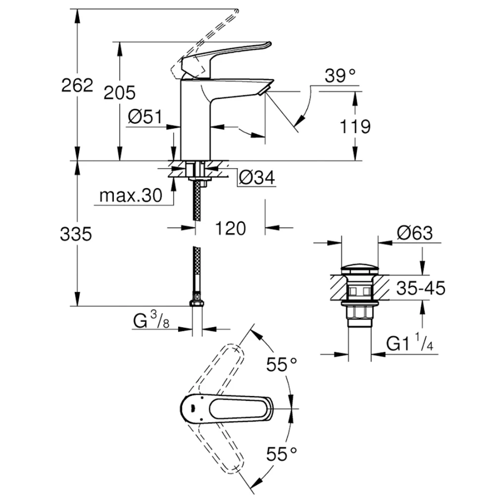 Grohe Eurosmart 2021 Tek Kumandalı Lavabo Bataryası - 23981003 2