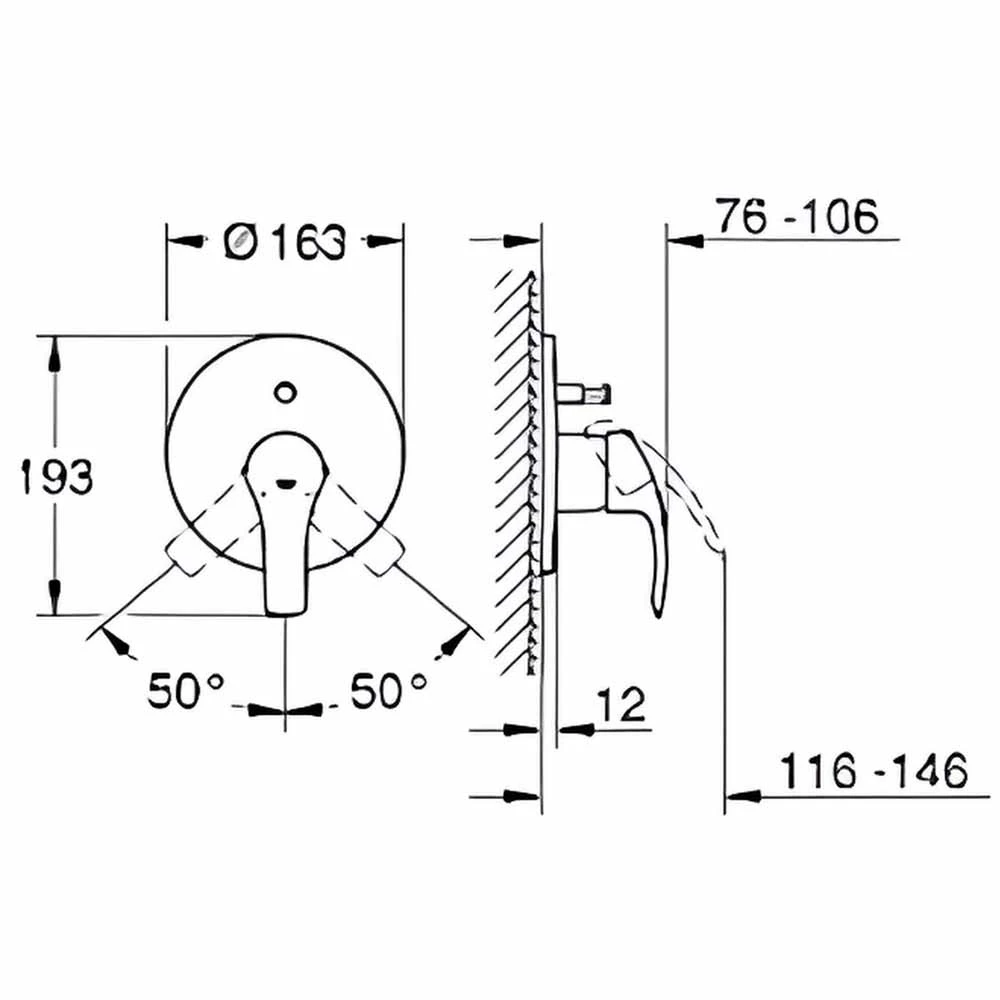 Grohe Eurosmart Siyah Ankastre Banyo-Duş Bataryası - 194502433 2