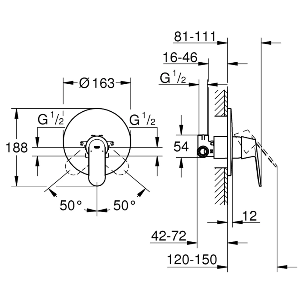 Grohe Eurosmart Cosmopolitan Tek Kumandalı Duş Bataryası - 32880000 2