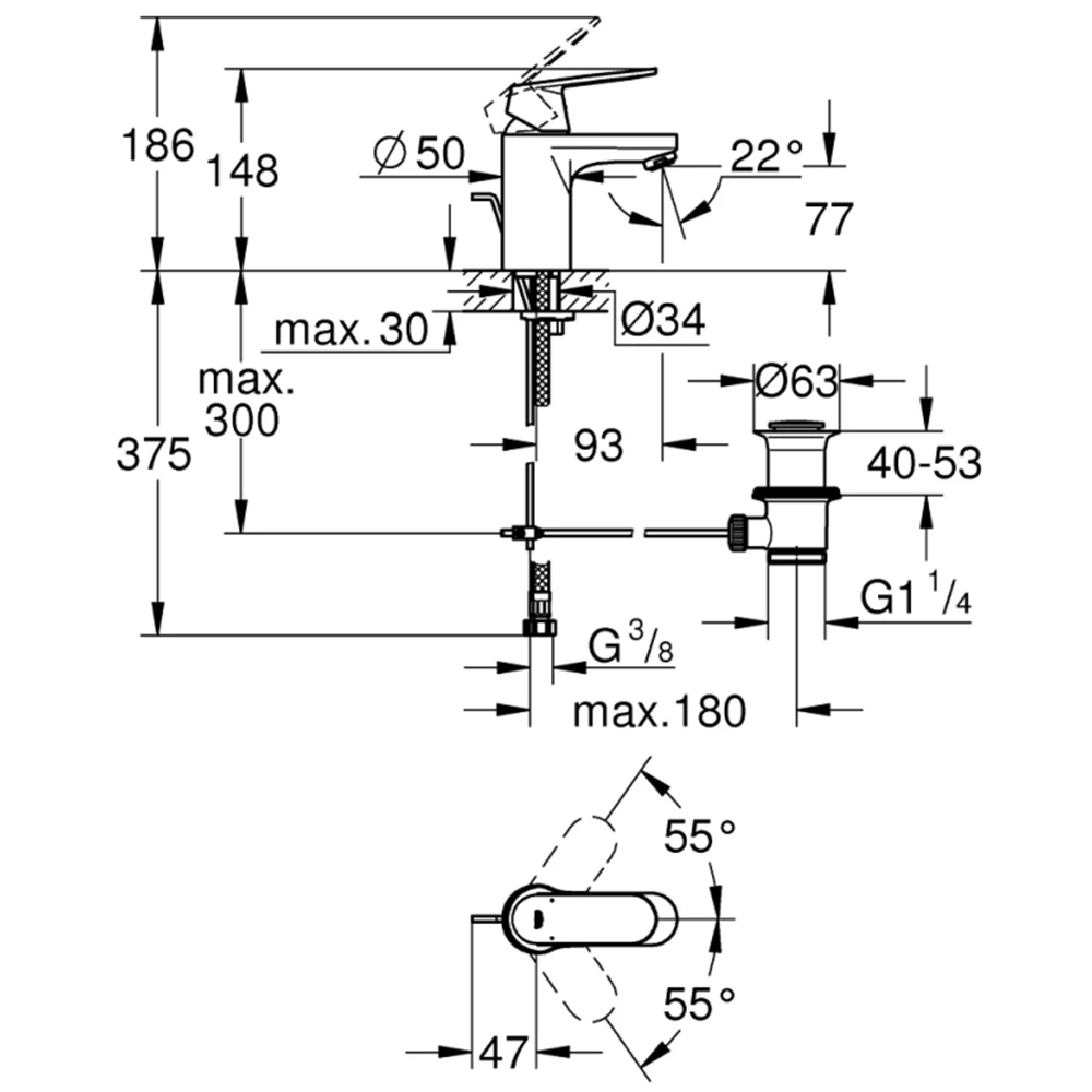 Grohe Eurosmart Cosmopolitan Tek Kumandalı Lavabo Bataryası - 3282500E 2