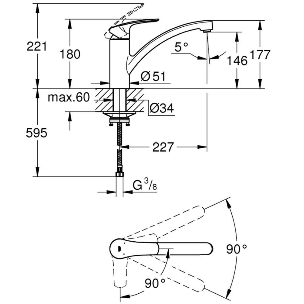 Grohe Eurosmart Tek Kumandalı Batarya Eviye - 30260003 2