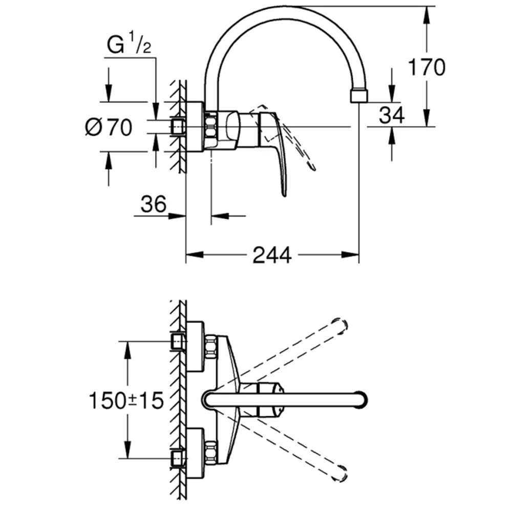 Grohe Eurosmart Tek Kumandalı Eviye Bataryası - 32482003 2