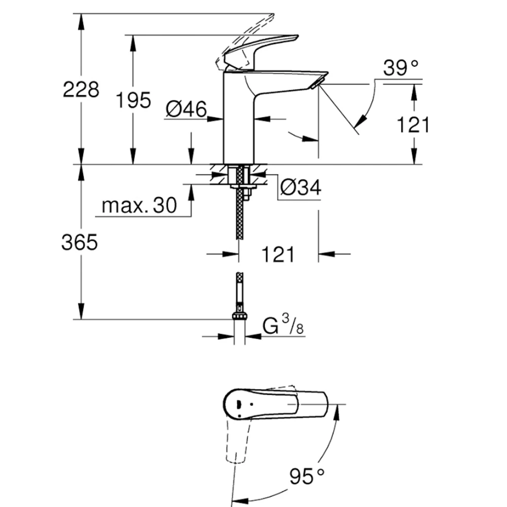 Grohe Eurosmart Tek Kumandalı Lavabo Bataryası - 2339530E 2