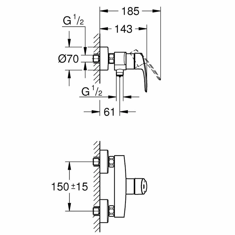 Grohe Eurosmart Tek Kumandalı Siyah Duş Bataryası - 335552433 2