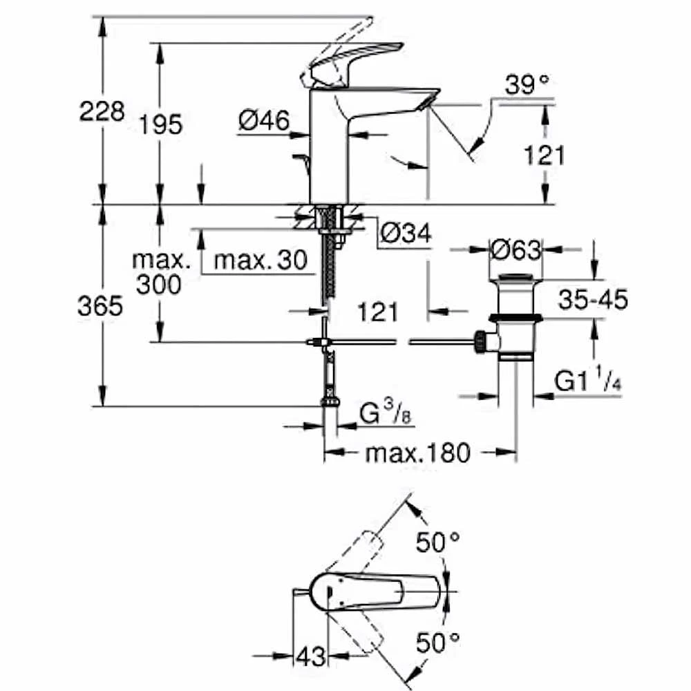 Grohe Eurosmart Tek Kumandalı Siyah Lavabo Bataryası - 233222433 2