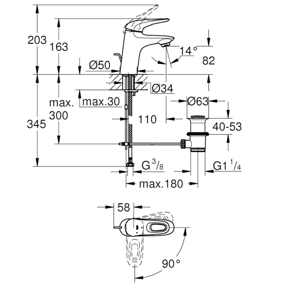Grohe Eurostyle 2015 Tek Kumandalı Lavabo Bataryası - 23374003 2