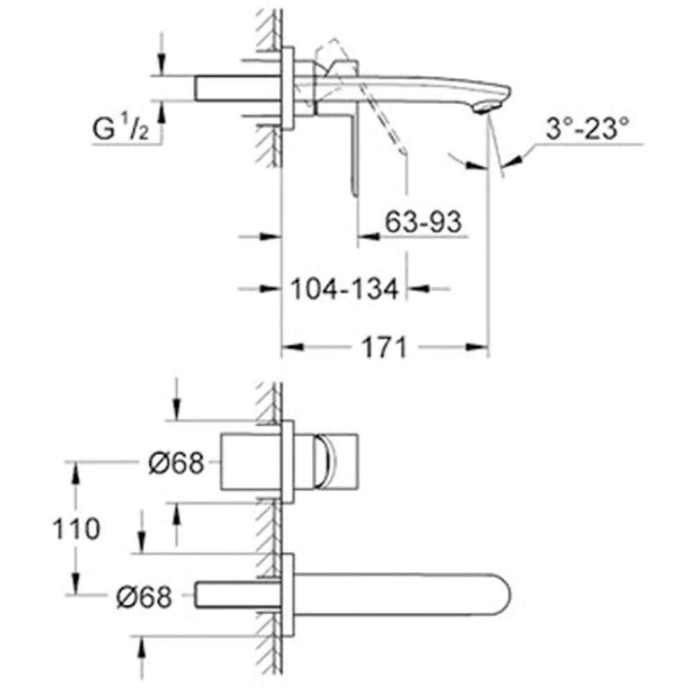 Grohe Eurostyle Cosmopolitan 2 Delikli Ankastre Lavabo Bataryası - 19571002 2