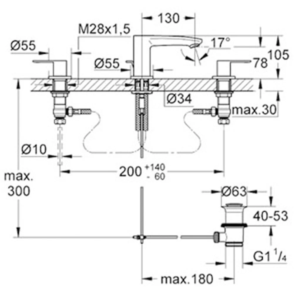 Grohe Eurostyle Cosmopolitan 3 Delikli Lavabo Bataryası - 20208002 2