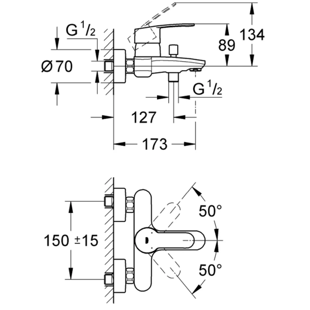Grohe Eurostyle Cosmopolitan Tek Kumandalı Banyo Bataryası - 33591002 2