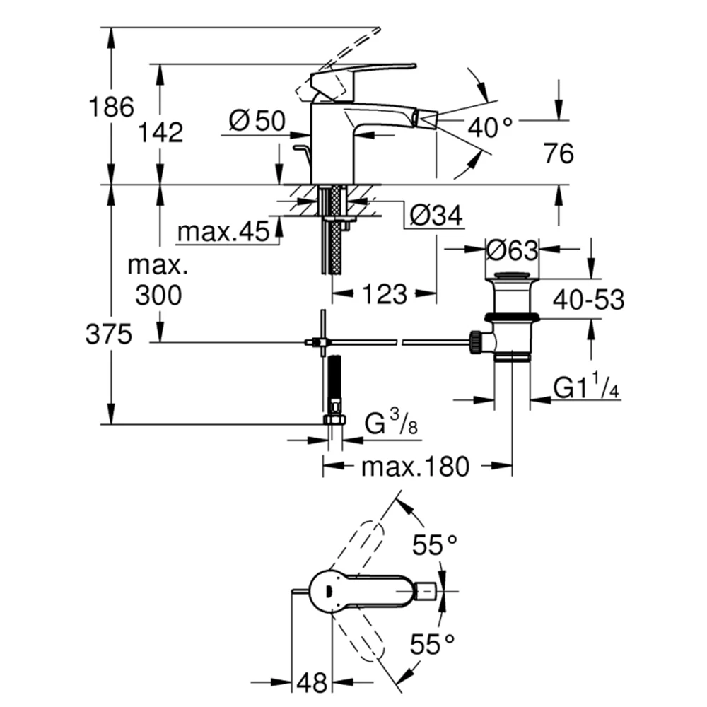 Grohe Eurostyle Cosmopolitan Tek Kumandalı Bide Bataryası - 33565002 2