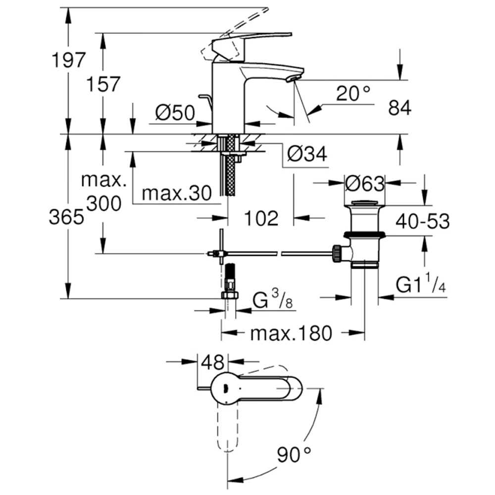 Grohe Eurostyle Cosmopolitan Tek Kumandalı Lavabo Bataryası - 2337420E 2