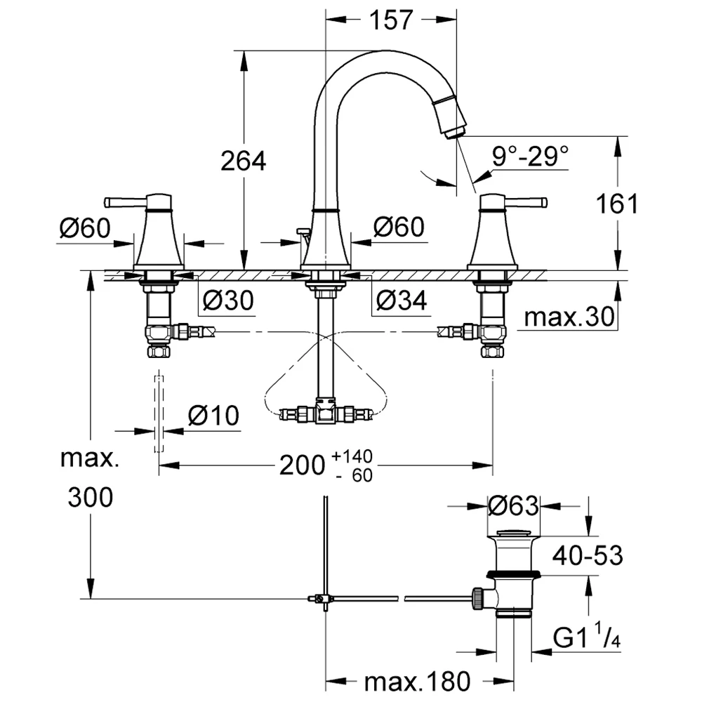Grohe Grandera 3 Delikli Lavabo Bataryası - 20619000 2
