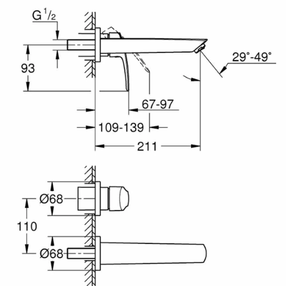 Grohe Grohe Eurosmart İki Delikli Ankastre Siyah Lavabo Bataryası - 293382433 2