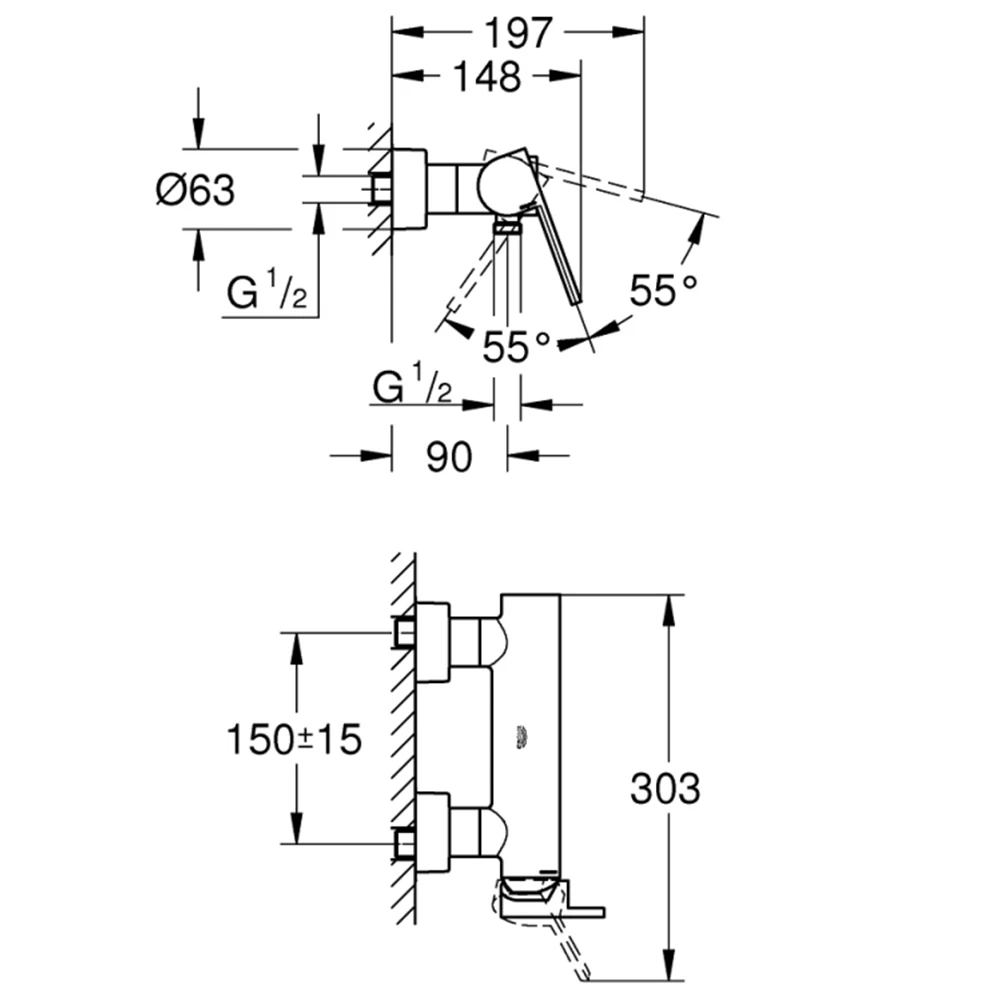 Grohe GROHE Plus 2019 Tek Kumandalı Nikel Duş Bataryası - 33577AL3 2