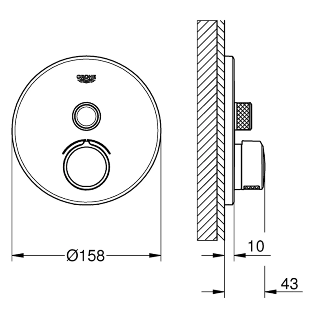 Grohe GROHE SmartControl Mixer Tek Valfli Akış Kontrollü Ankastre Duş Bataryası - 29144000 2