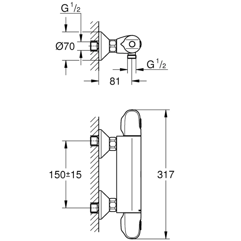 Grohe Grohtherm 1000 Termostatik Duş Bataryası - 34550000 2