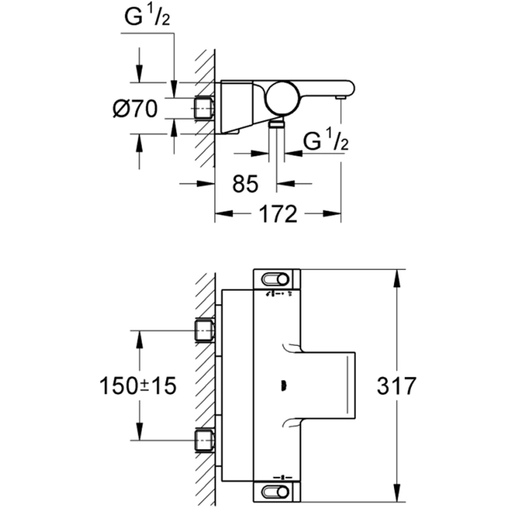 Grohe Grohtherm 2000 Termostatik Duş Bataryası - 34469001 2