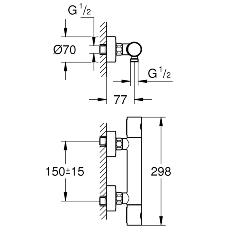 Grohe Grohtherm 800 Cosmopolitan Termostatik Duş Bataryası - 34765000 2