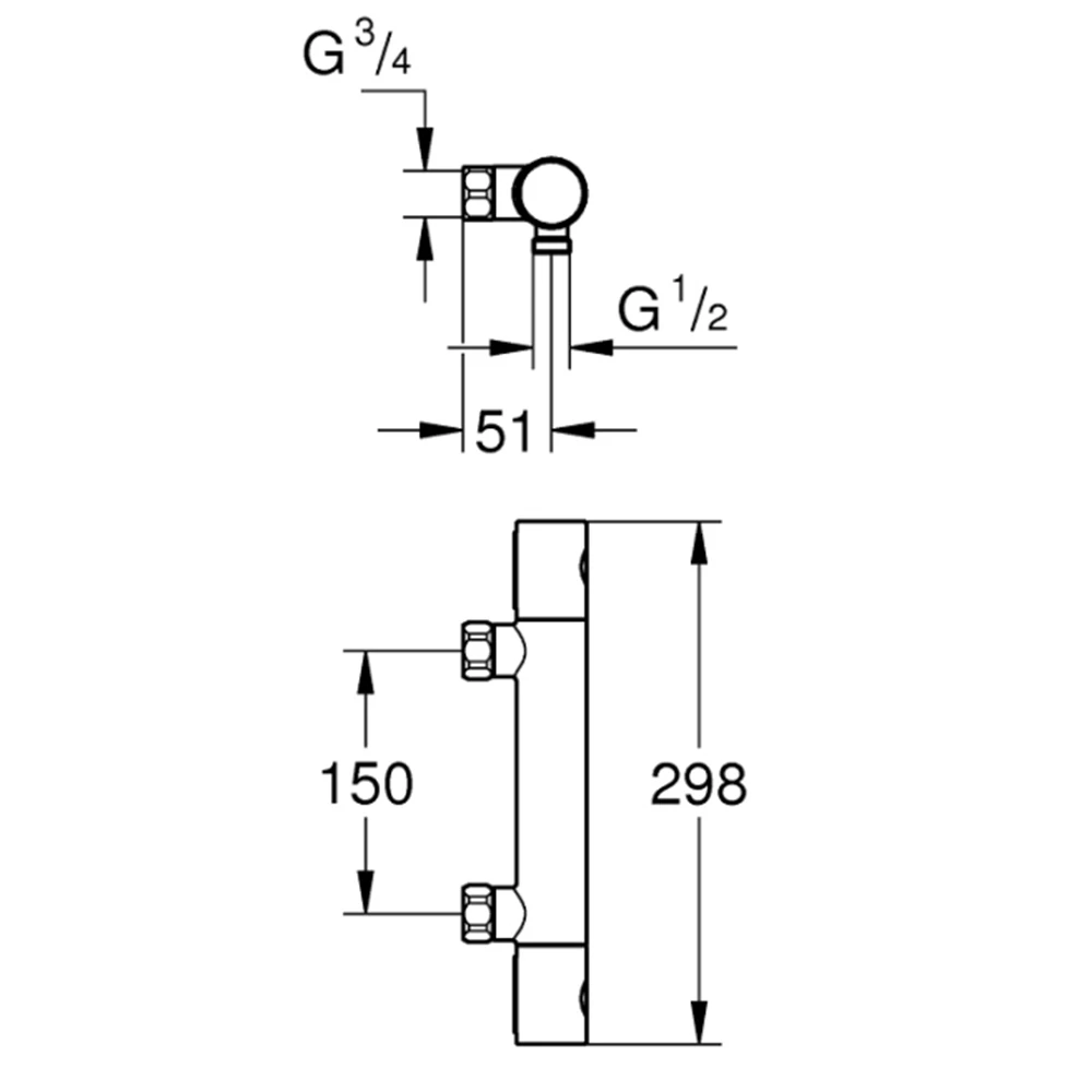 Grohe Grohtherm 800 Cosmopolitan Termostatik Duş Bataryası - 34767000 2