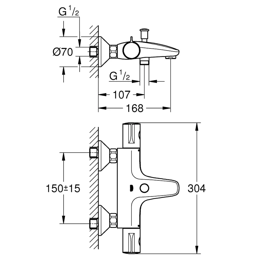 Grohe Grohtherm 800 Termostatik Banyo Bataryası - 34576000 2