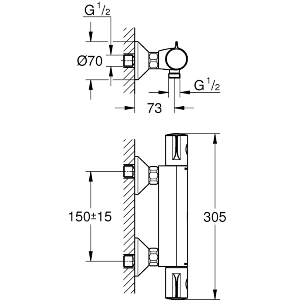 Grohe Grohtherm 800 Termostatik Duş Bataryası - 34558000 2