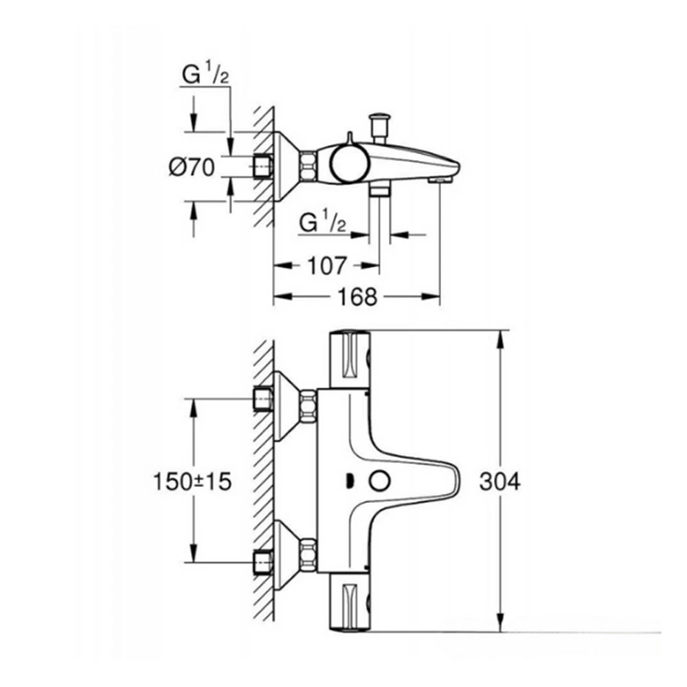 Grohe Grohtherm 800 Termostatik Siyah Banyo Bataryası - 1022032430 2