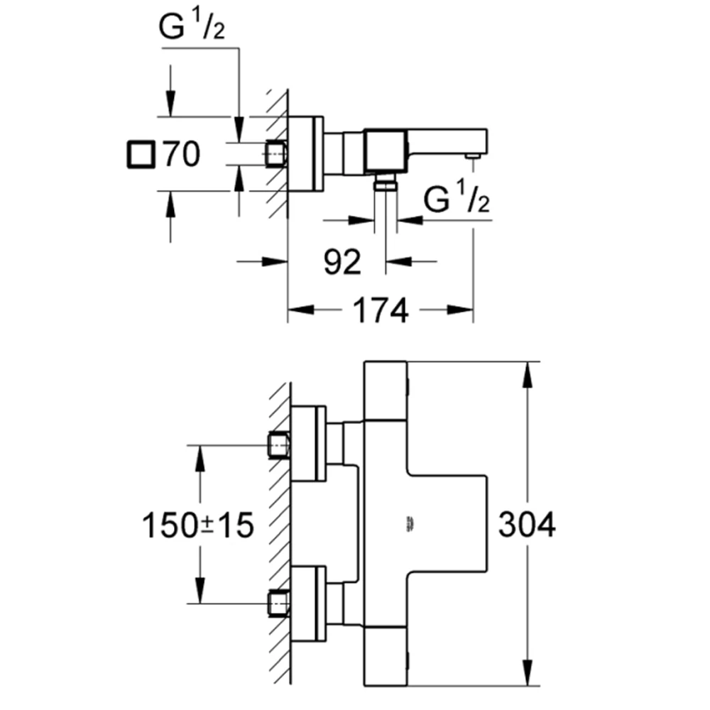 Grohe Grohtherm Cube Termostatik Banyo Bataryası - 34497000 2