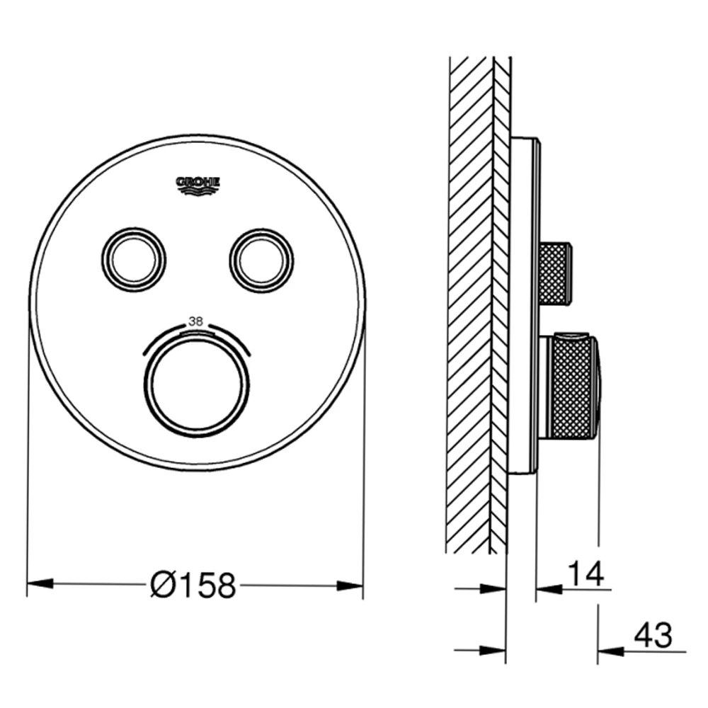 Grohe Grohtherm SmartControl Çift Valfli Akış Kontrollü Ankastre Termostatik Duş Bataryası - 29151LS0 2