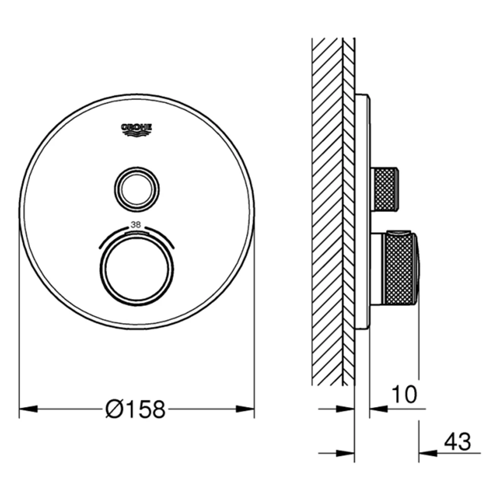 Grohe Grohtherm SmartControl Tek Valfli Akış Kontrollü Ankastre Termostatik Duş Bataryası - 29118000 2