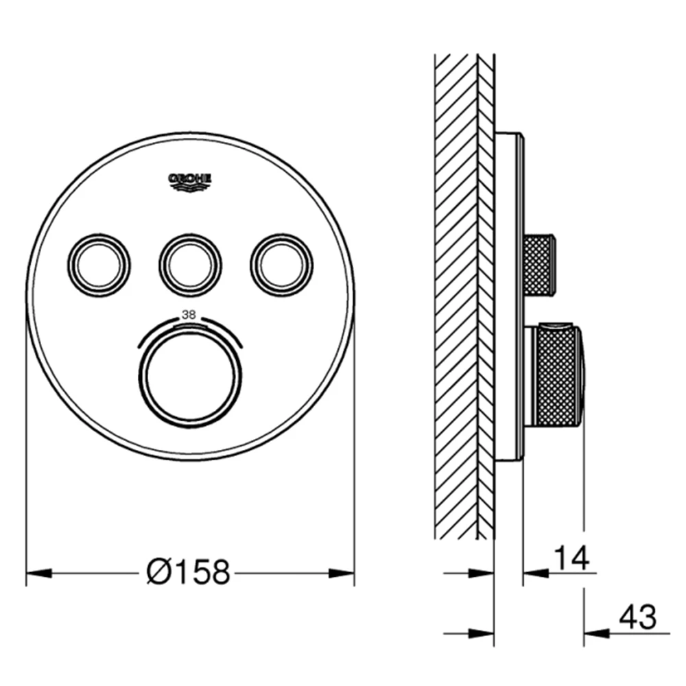 Grohe Grohtherm SmartControl Üç Valfli Akış Kontrollü Ankastre Termostatik Duş Bataryası - 29904LS0 2